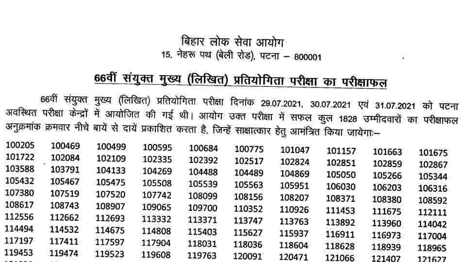 BPSC 66th Mains Result Check Online